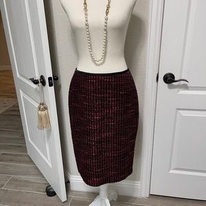 NWOT Coldwater Creek Red Sparkle Pencil Skirt- Size 6
